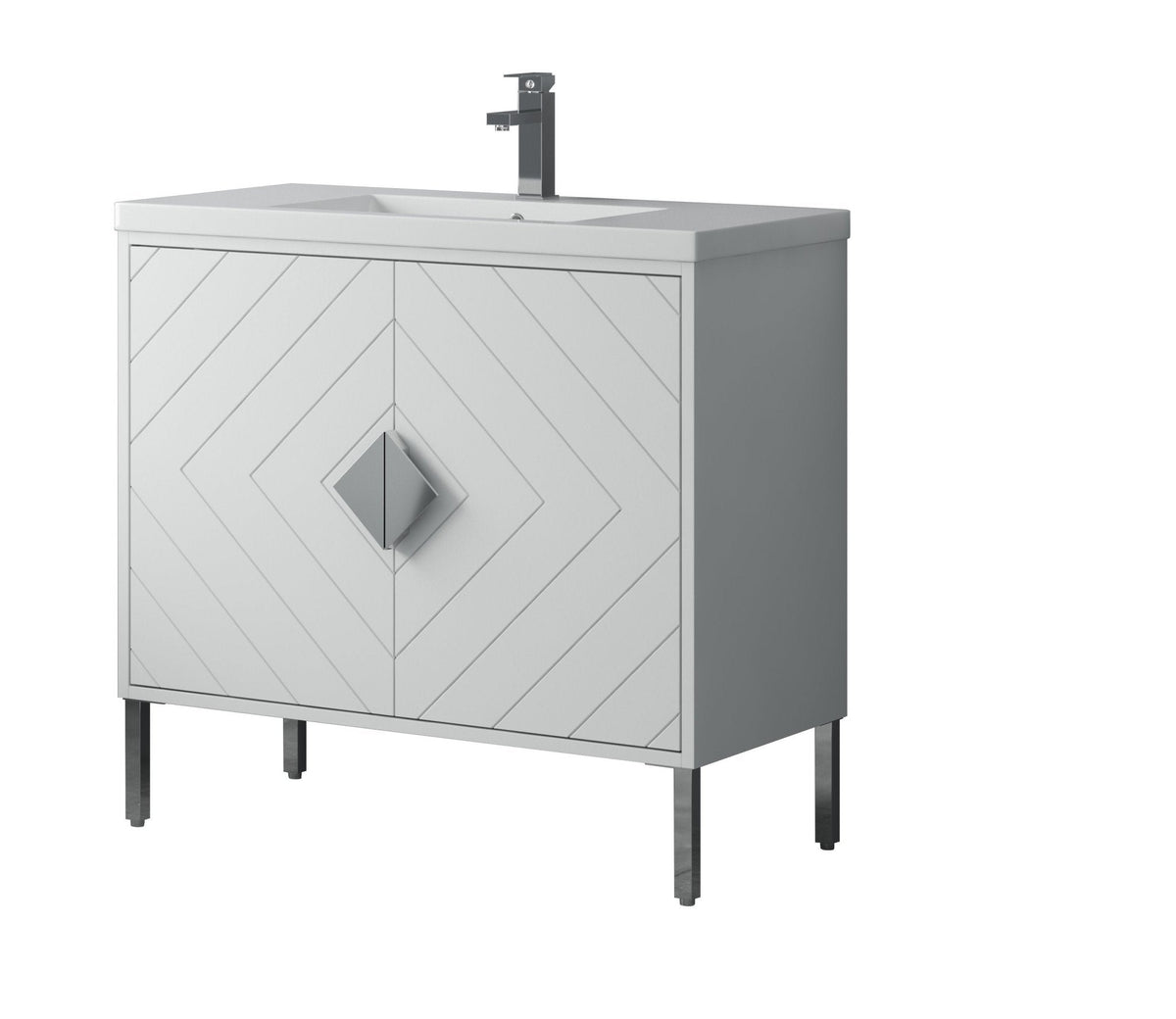 36" Tennant Brand Modern Style White Eileen Bathroom Sink Vanity