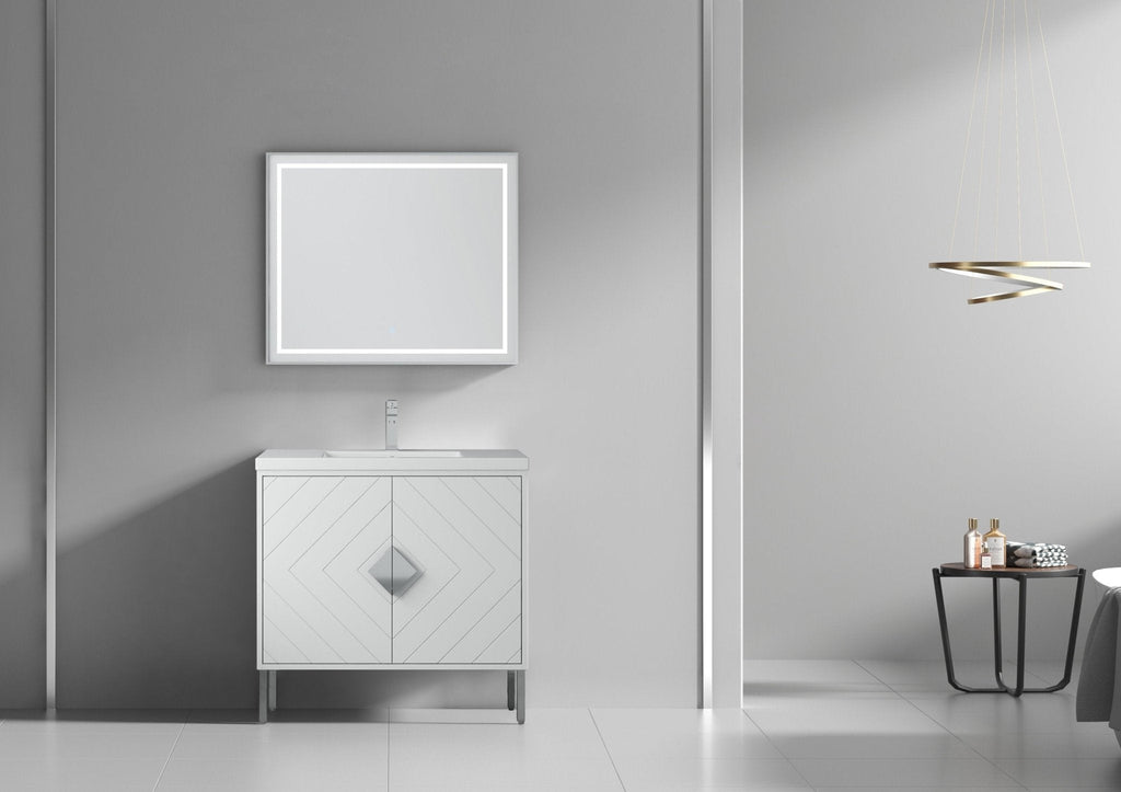 36" Tennant Brand Modern Style White Eileen Bathroom Sink Vanity