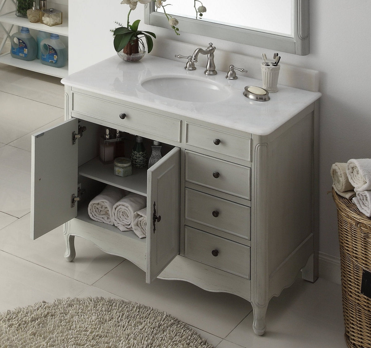 38 Inch Distressed Gray Cottage Style Daleville Bathroom Sink Vanity