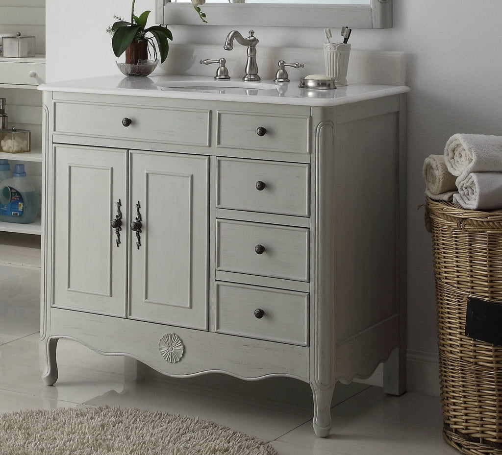 38 Inch Distressed Gray Cottage Style Daleville Bathroom Sink Vanity