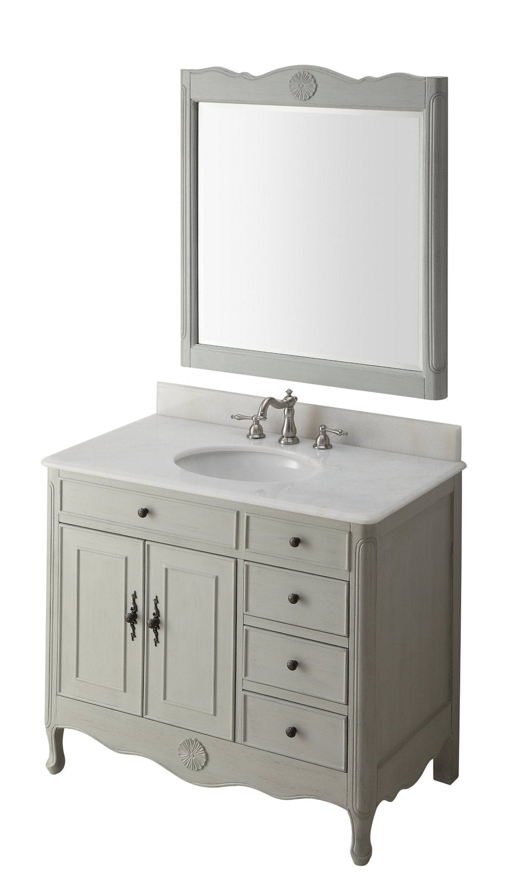 38 Inch Distressed Gray Cottage Style Daleville Bathroom Sink Vanity