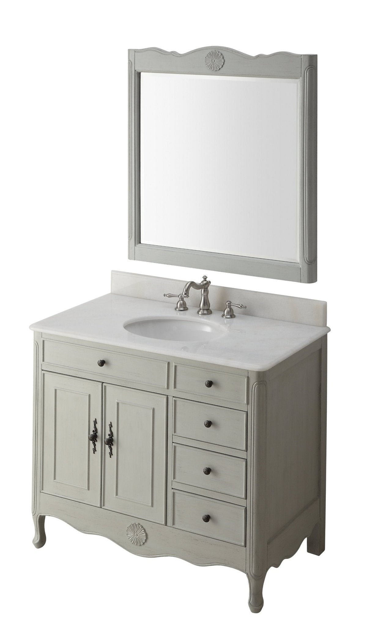 38 Inch Distressed Gray Cottage Style Daleville Bathroom Sink Vanity