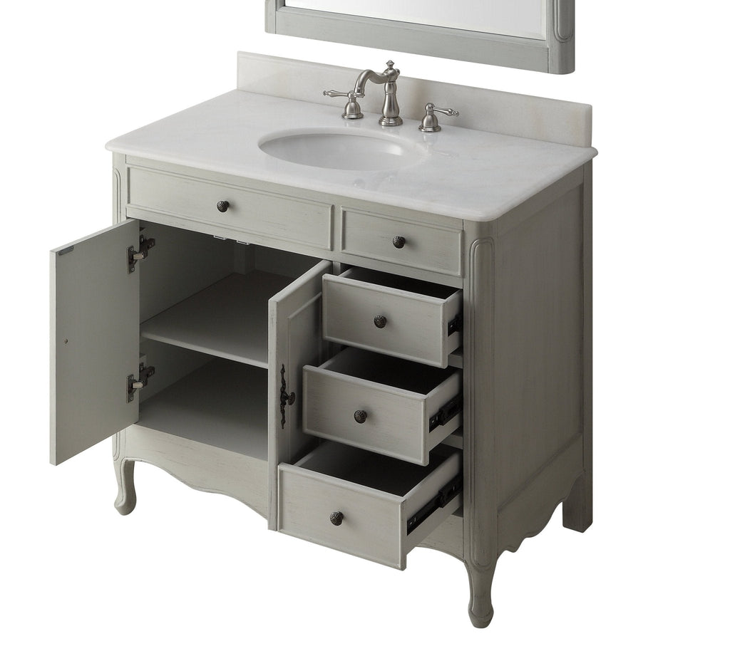 38 Inch Distressed Gray Cottage Style Daleville Bathroom Sink Vanity