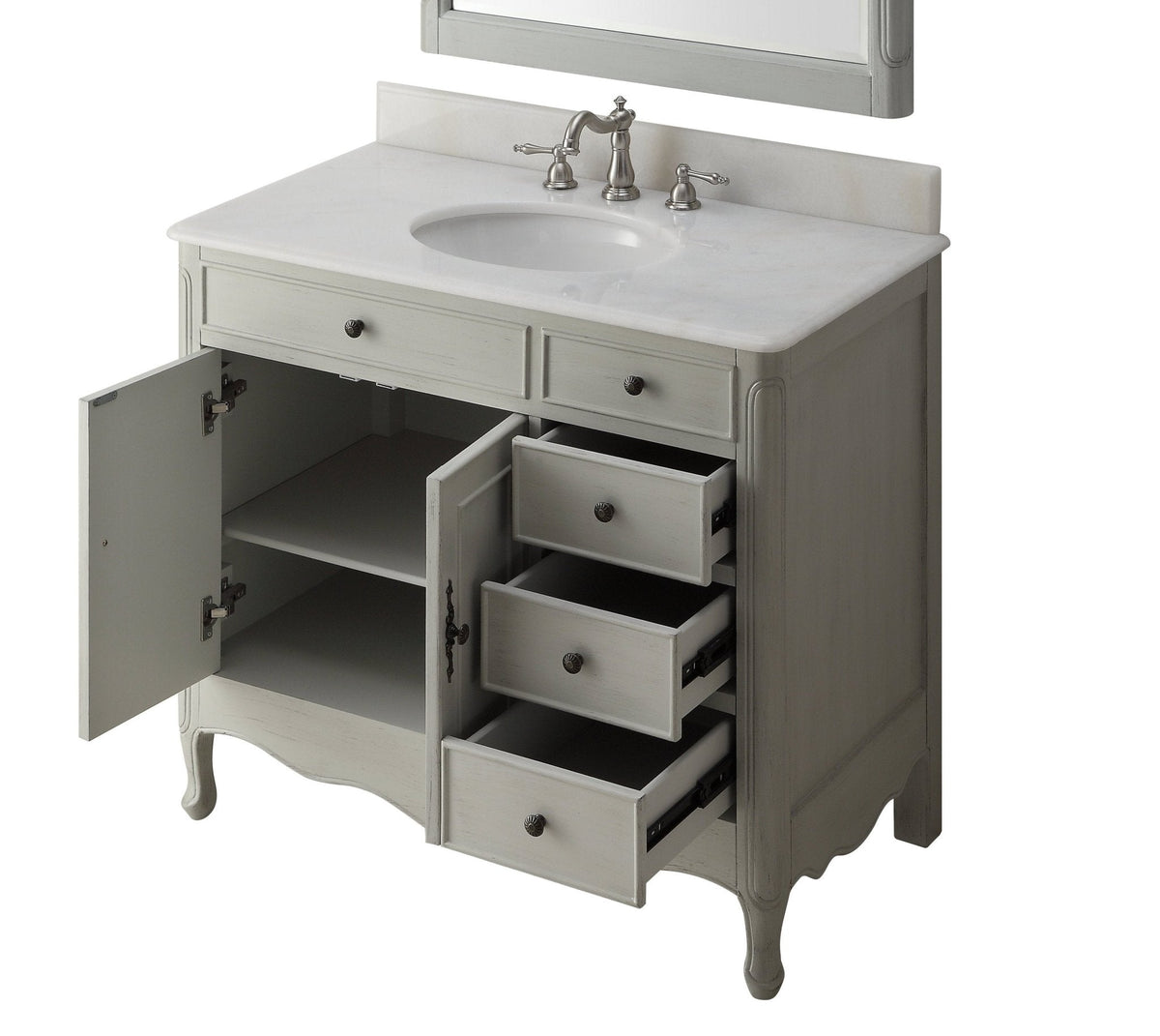 38 Inch Distressed Gray Cottage Style Daleville Bathroom Sink Vanity