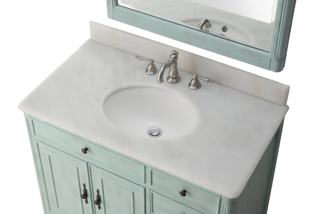 38 Inch Distressed Light Blue Cottage Style Daleville Bathroom Sink Vanity