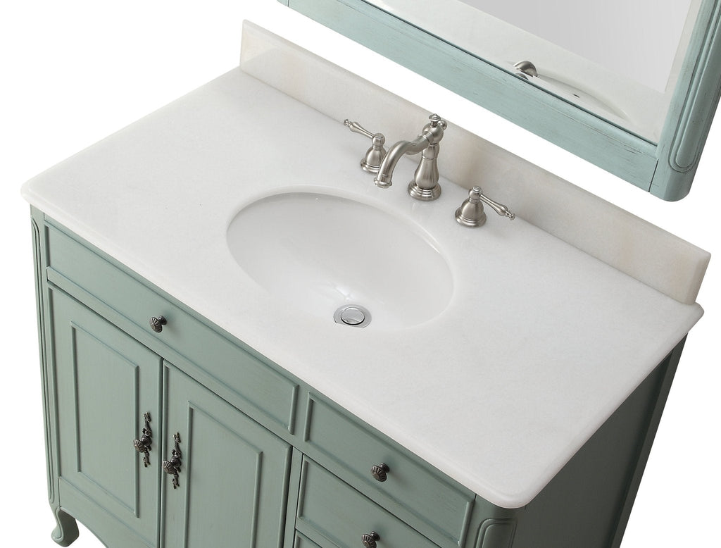 38 Inch Distressed Vintage Blue Cottage Style Daleville Bathroom Sink Vanity