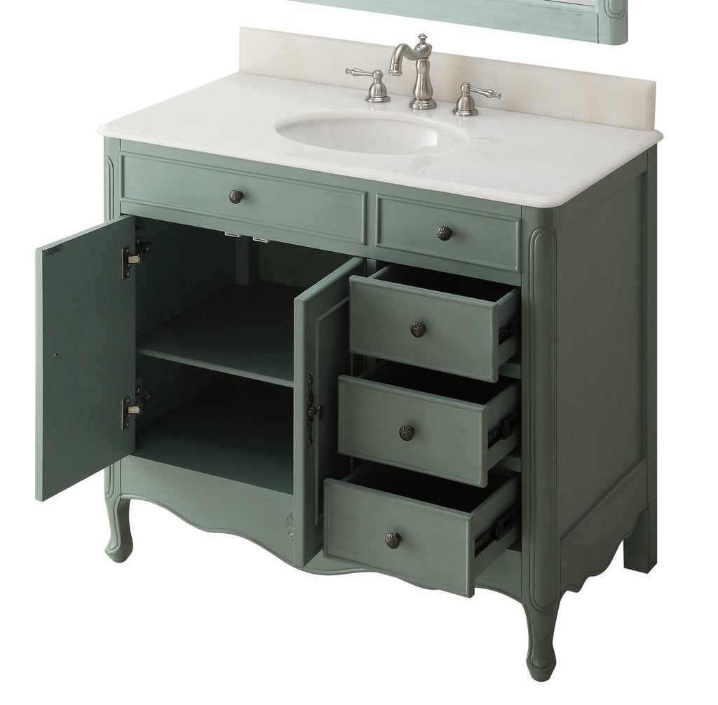 38 Inch Distressed Vintage Blue Cottage Style Daleville Bathroom Sink Vanity