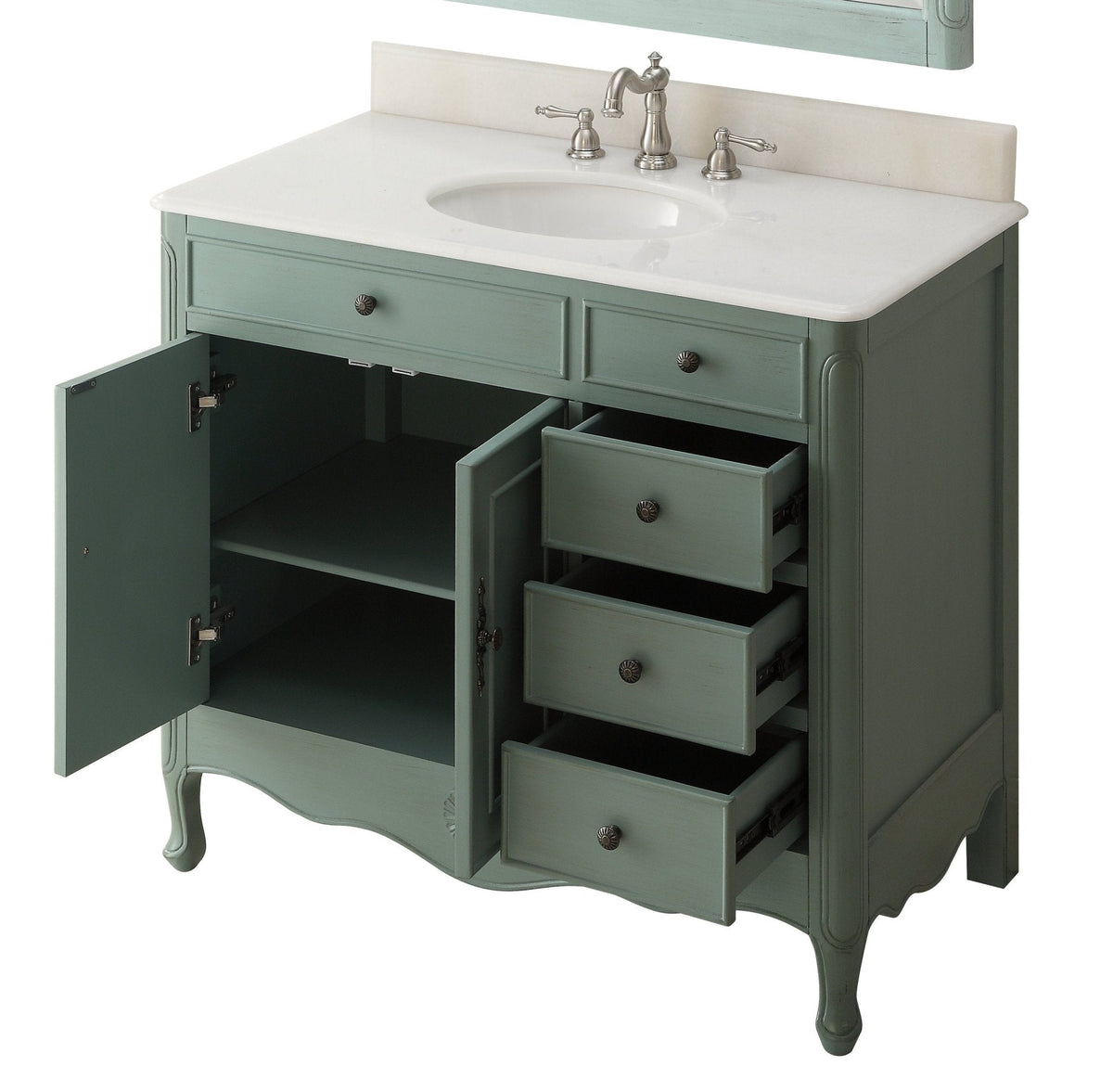 38 Inch Distressed Vintage Blue Cottage Style Daleville Bathroom Sink Vanity