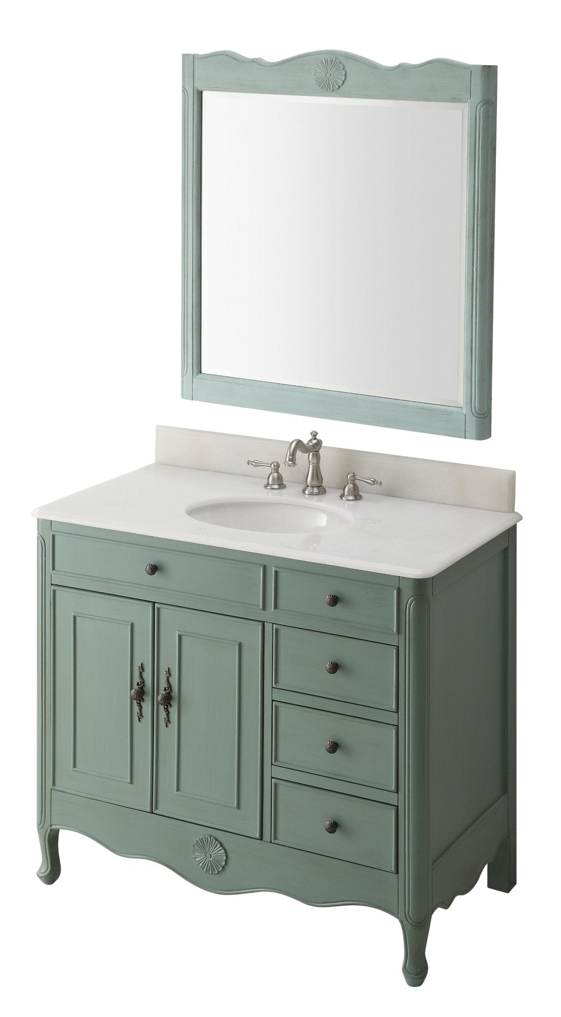 38 Inch Distressed Vintage Blue Cottage Style Daleville Bathroom Sink Vanity