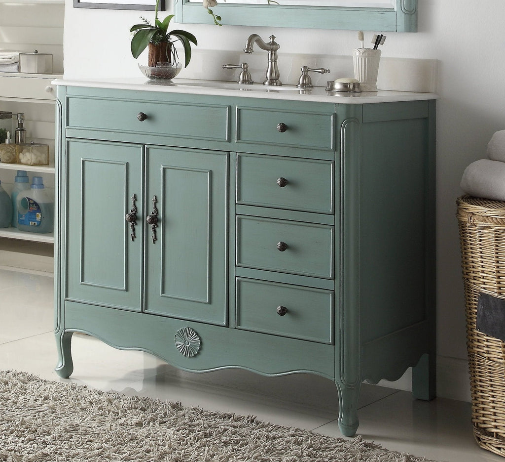 38 Inch Distressed Vintage Blue Cottage Style Daleville Bathroom Sink Vanity
