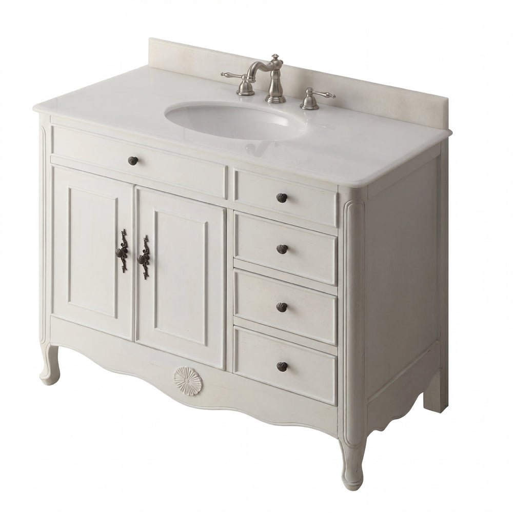 38 Inch Distressed Antique White Cottage Style Daleville Bathroom Sink Vanity