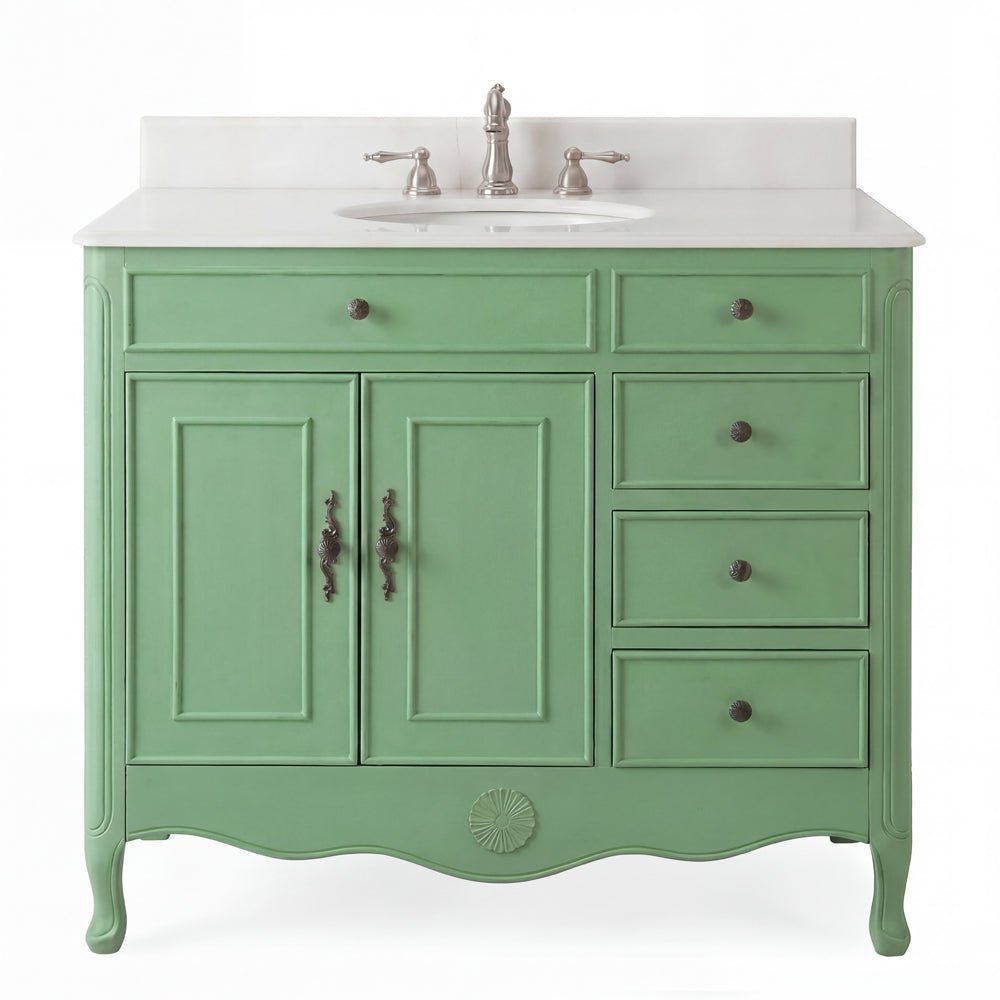 38 Inch Distressed Green Cottage Style Daleville Bathroom Sink Vanity