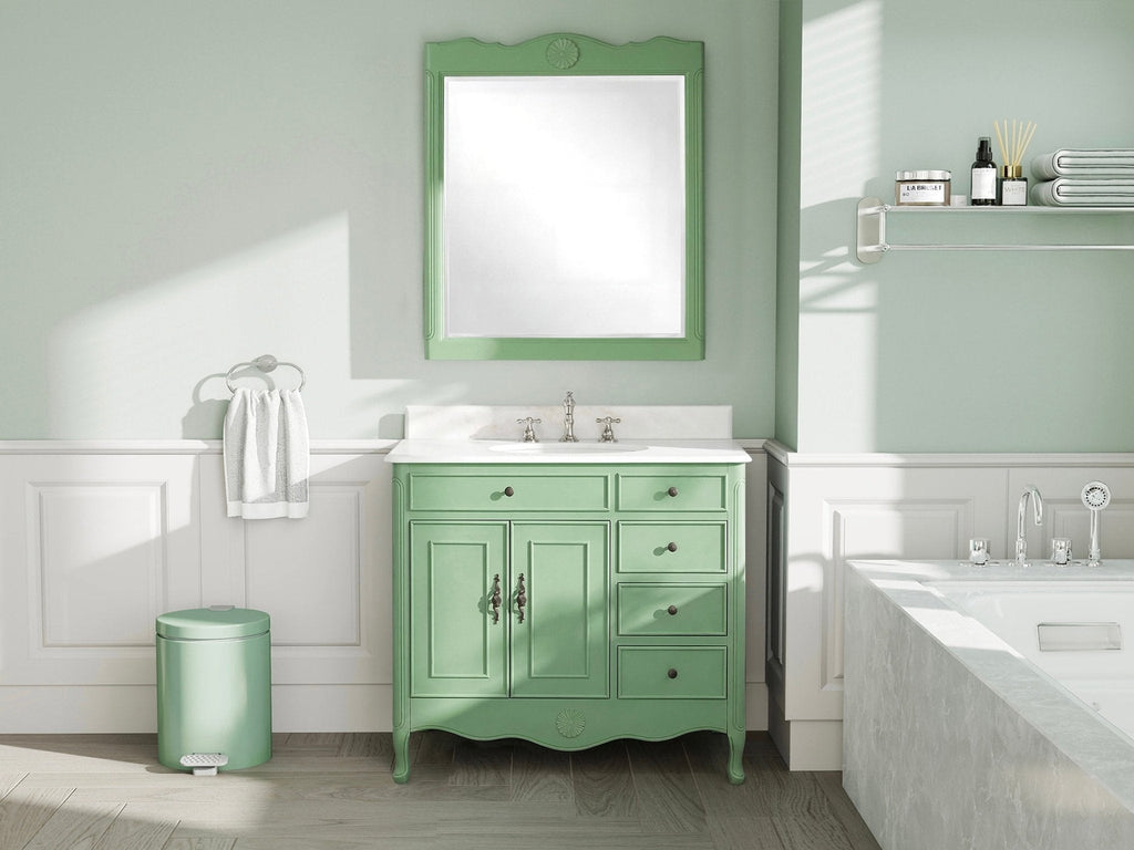 38 Inch Distressed Green Cottage Style Daleville Bathroom Sink Vanity