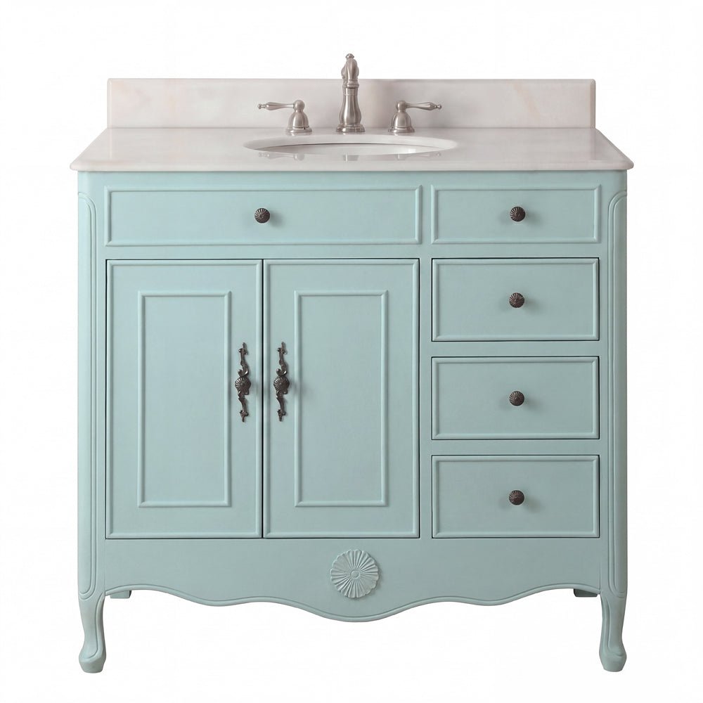 38 Inch Distressed Light Blue Cottage Style Daleville Bathroom Sink Vanity
