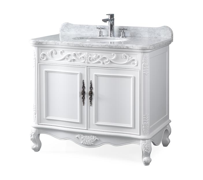 39" Bathroom Vanity with Italian Carrara Marble Counter - top Benton Collection Carbone