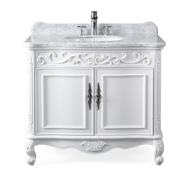 39" Bathroom Vanity with Italian Carrara Marble Counter - top Benton Collection Carbone