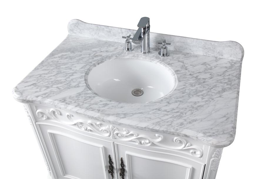 39" Bathroom Vanity with Italian Carrara Marble Counter - top Benton Collection Carbone