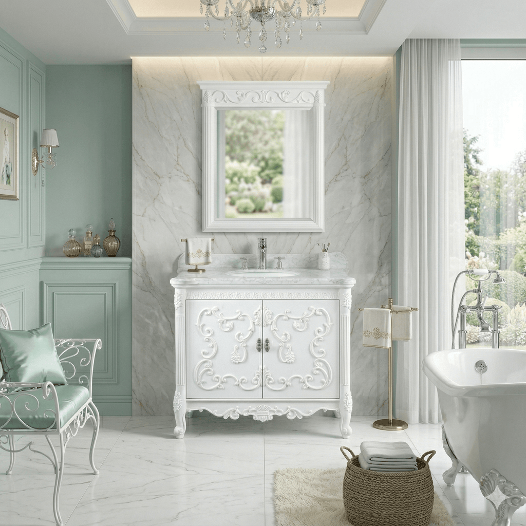40" Benton Collection Bellissimo Bathroom Vanity with Italian Carrara Marble