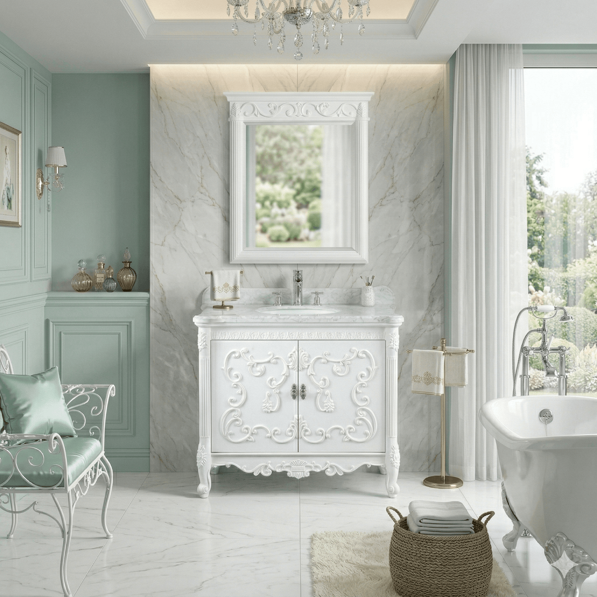 40" Benton Collection Bellissimo Bathroom Vanity with Italian Carrara Marble