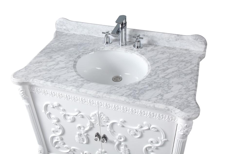 40 Inch Freestanding Bellissimo Bathroom Vanity, Single Sink, Carrara Marble Top, Fully Assembled