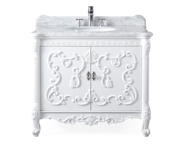 40 Inch Freestanding Bellissimo Bathroom Vanity, Single Sink, Carrara Marble Top, Fully Assembled