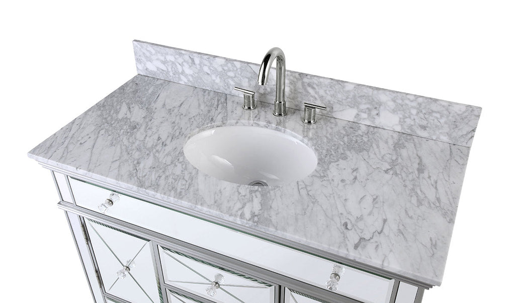 40" Benton Collection Mirrored Style Adelia Single Sink Bathroom Vanity with Carrara Top