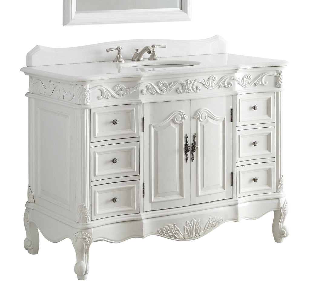 42 Inch Antique White Traditional Style Single Sink Beckham Bathroom Vanity