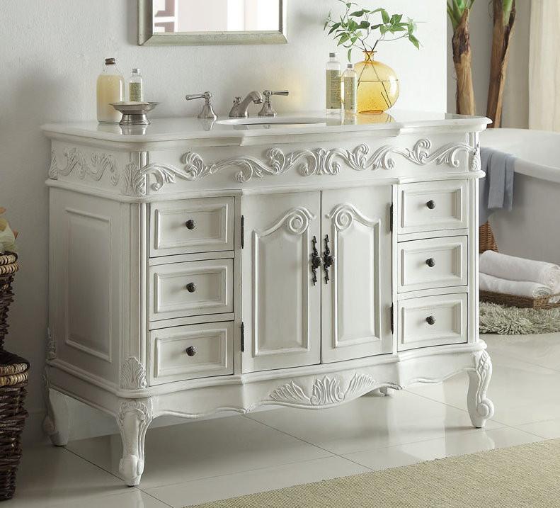 42 Inch Antique White Traditional Style Single Sink Beckham Bathroom Vanity