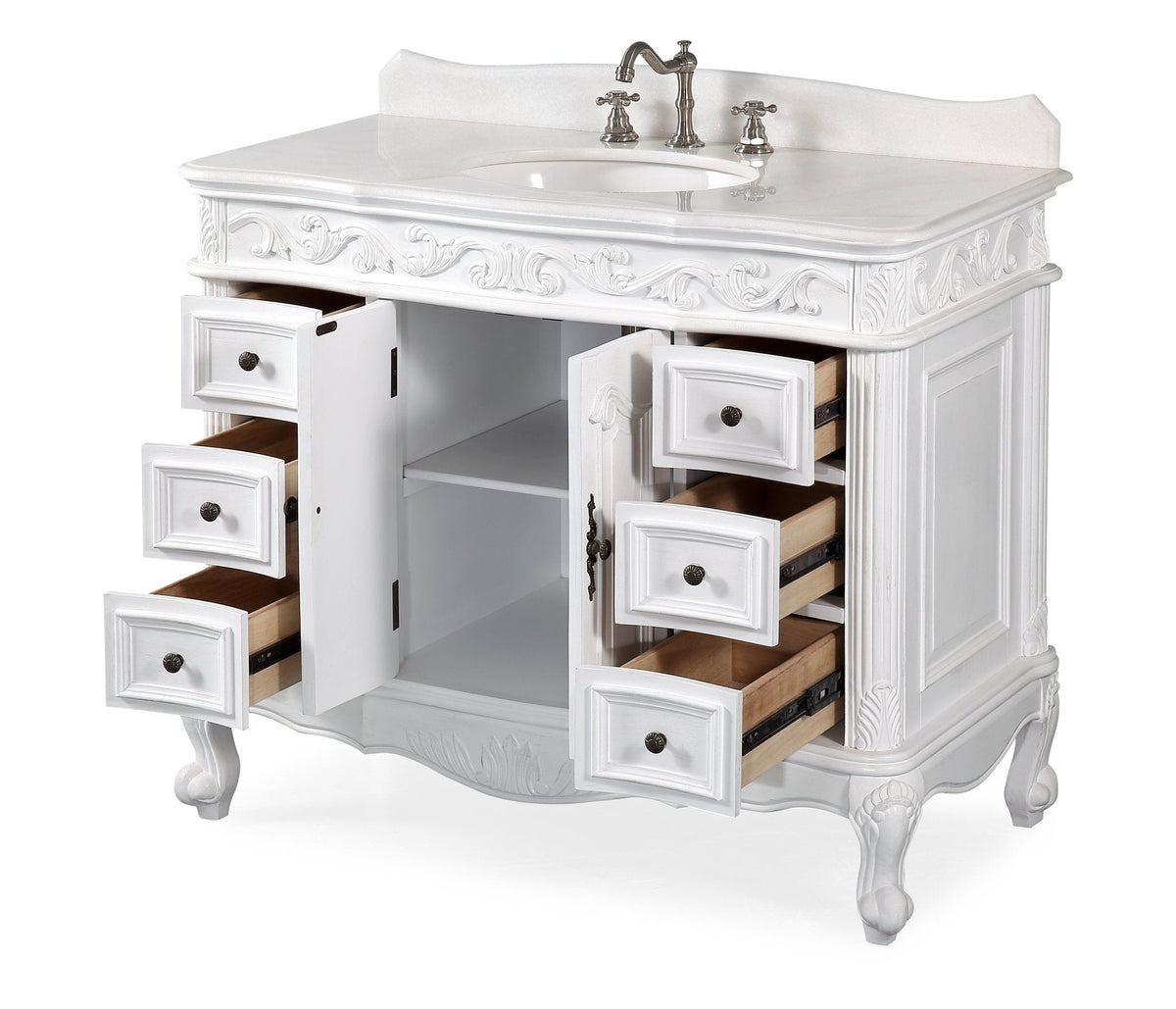 42 Inch Antique White Traditional Style Single Sink Beckham Bathroom Vanity