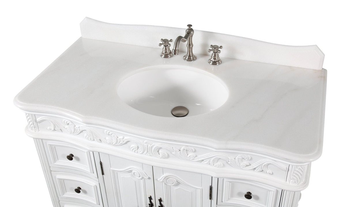 42 Inch Antique White Traditional Style Single Sink Beckham Bathroom Vanity