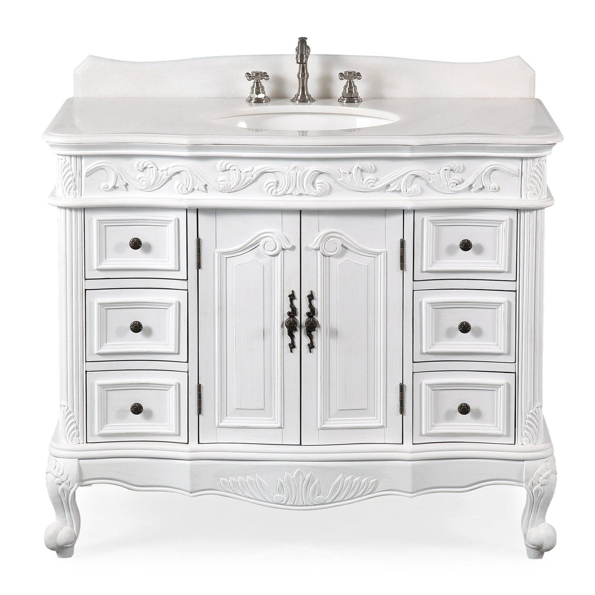 42 Inch Antique White Traditional Style Single Sink Beckham Bathroom Vanity