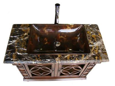 42" Benton Collection Italian Portoro Marble Top Vigo Bathroom Sink Vanity