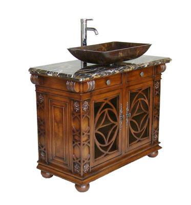 42" Benton Collection Italian Portoro Marble Top Vigo Bathroom Sink Vanity