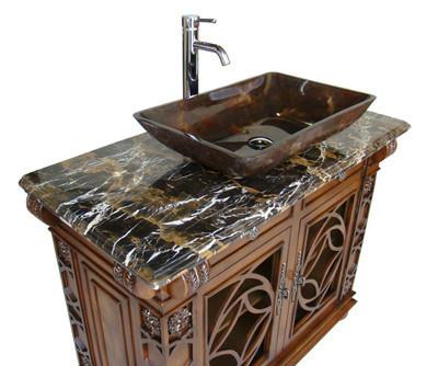 42" Benton Collection Italian Portoro Marble Top Vigo Bathroom Sink Vanity