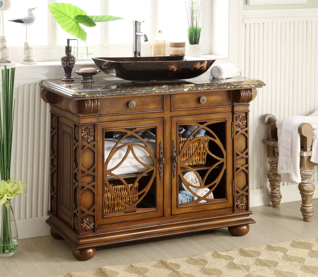 42" Benton Collection Italian Portoro Marble Top Vigo Bathroom Sink Vanity