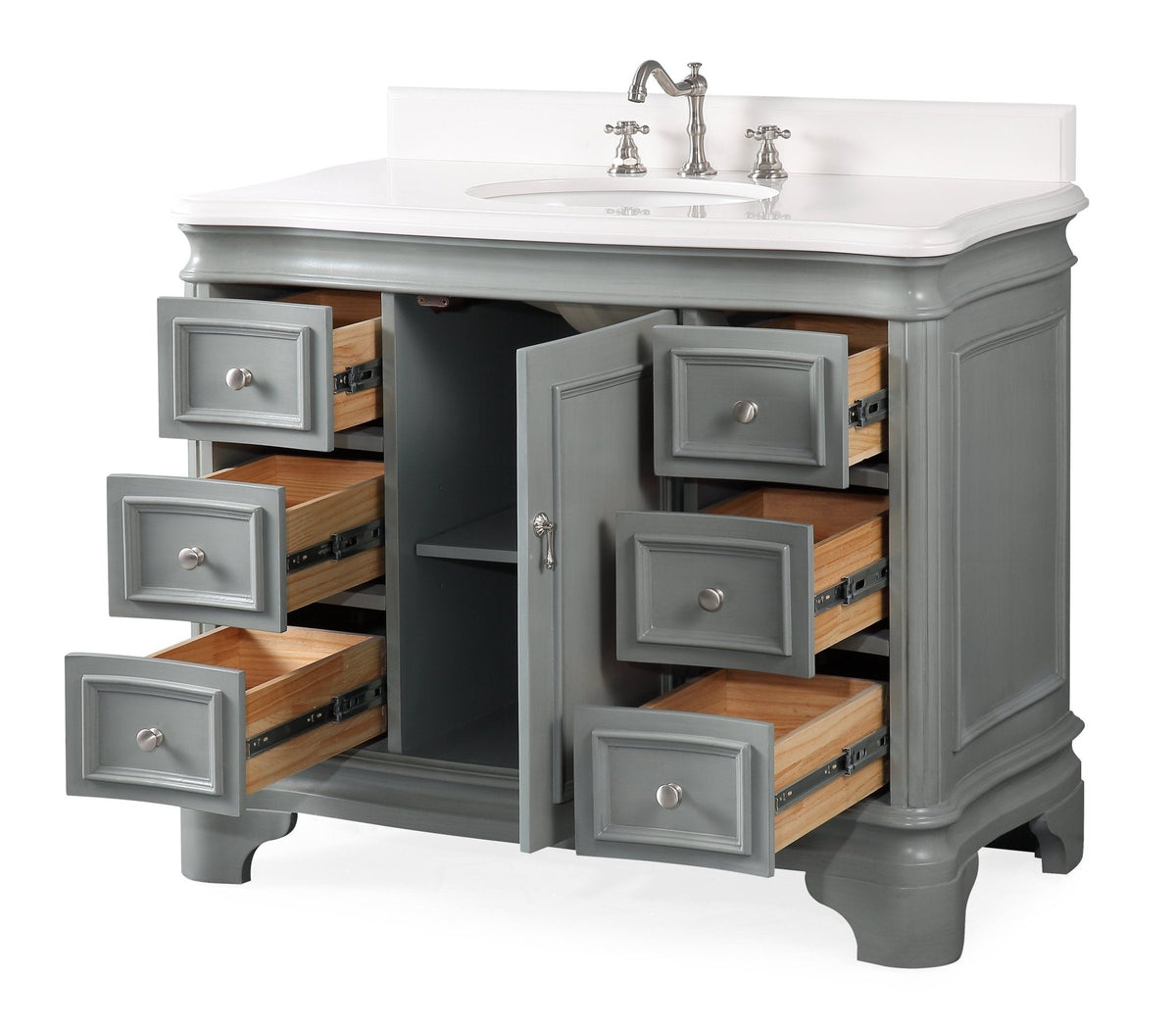 42" Benton Collection Modern Style Sesto Grey Bathroom Vanity