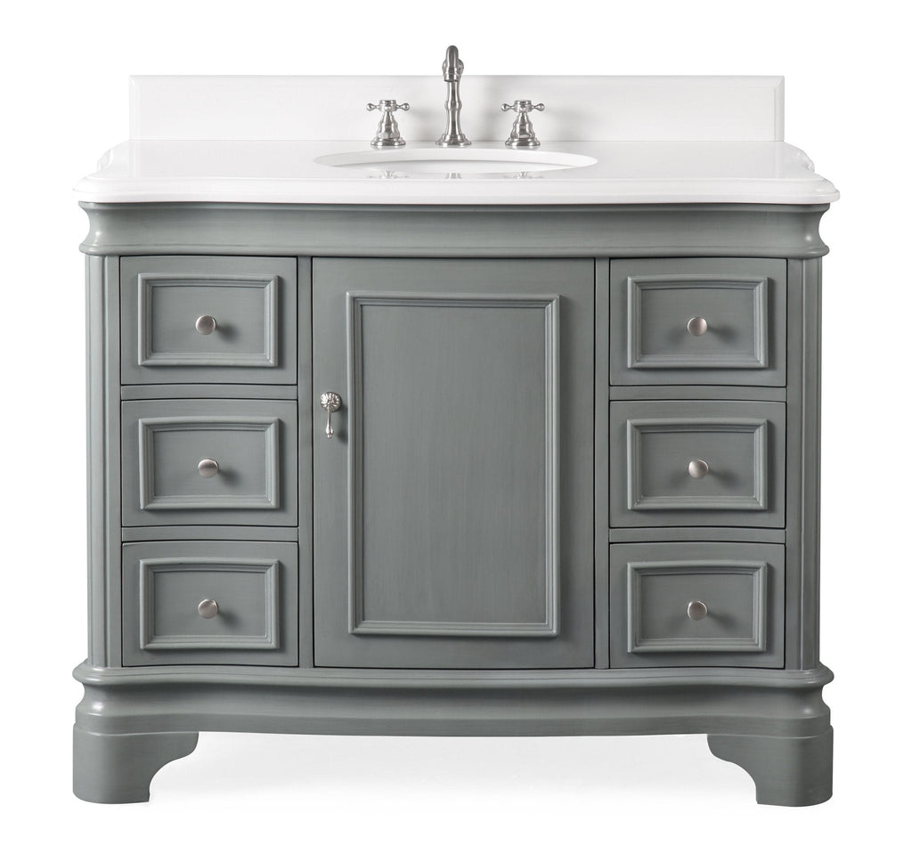 42" Benton Collection Modern Style Sesto Grey Bathroom Vanity