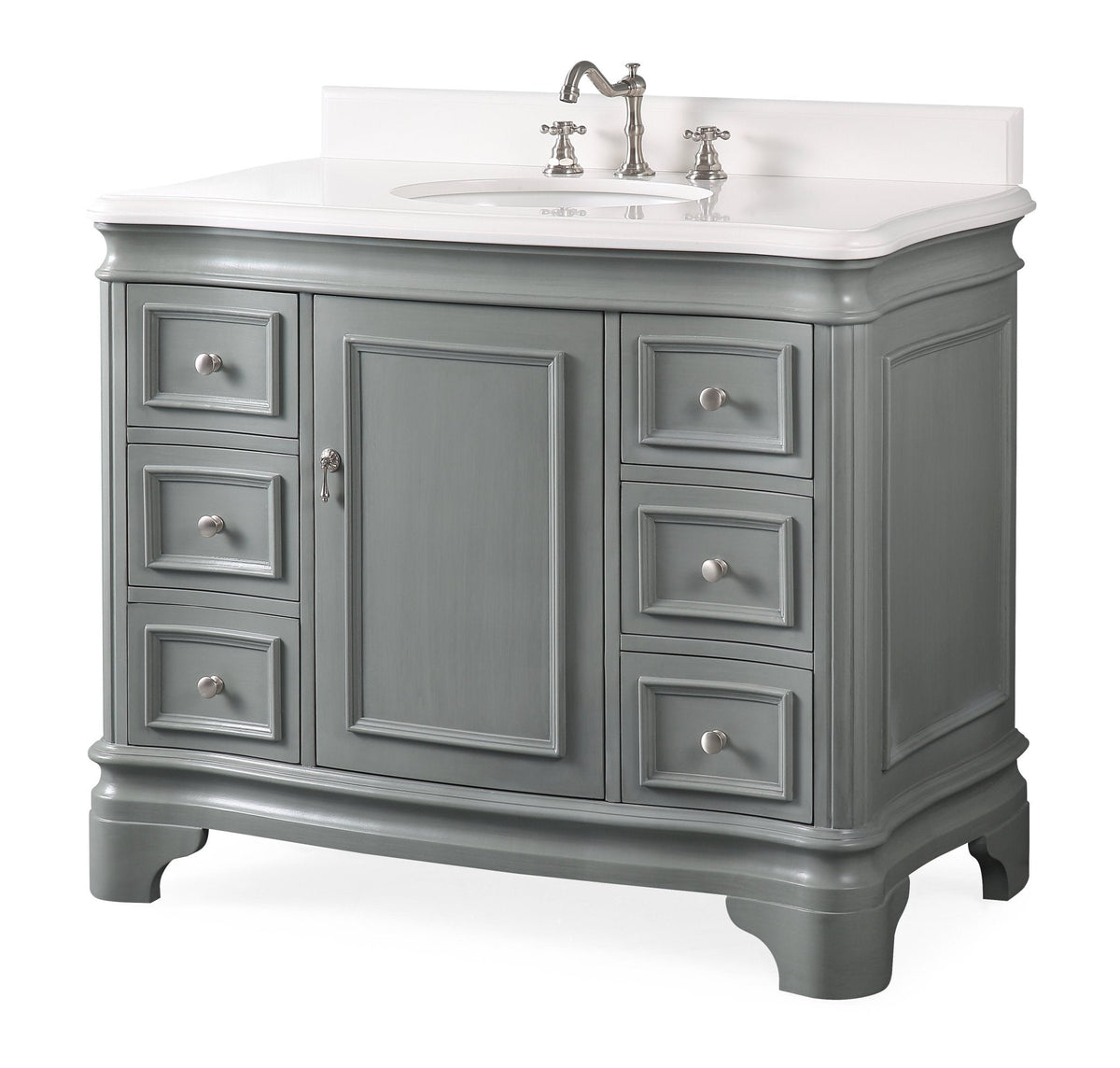 42" Benton Collection Modern Style Sesto Grey Bathroom Vanity