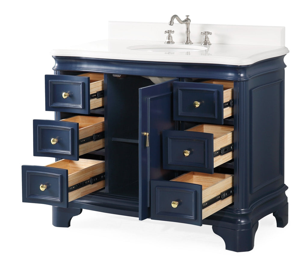 42" Benton Collection Sesto Navy Blue Bathroom Vanity