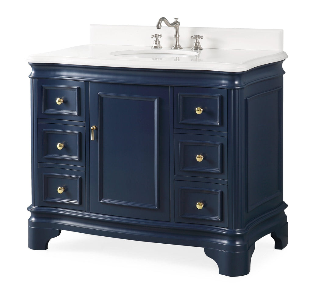 42" Benton Collection Sesto Navy Blue Bathroom Vanity