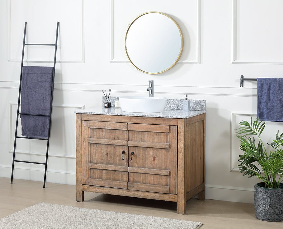 42 Inch Natural Wood Artisan Style Single Sink Lindor Bathroom Vanity