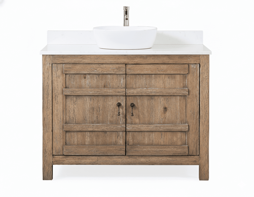 42 Inch Natural Wood Artisan Style Single Sink Lindor Bathroom Vanity