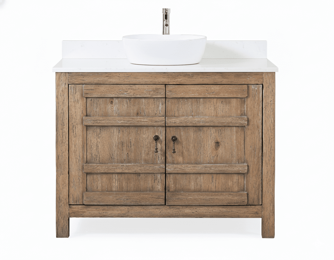 42 Inch Natural Wood Artisan Style Single Sink Lindor Bathroom Vanity