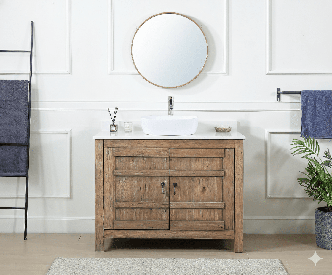 42 Inch Natural Wood Artisan Style Single Sink Lindor Bathroom Vanity