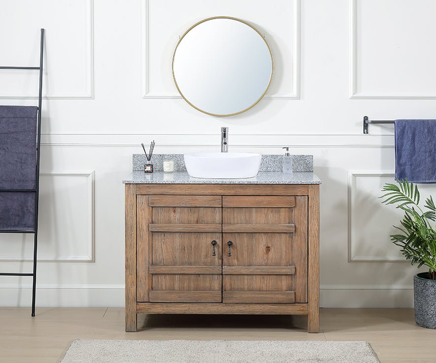42 Inch Natural Wood Artisan Style Single Sink Lindor Bathroom Vanity