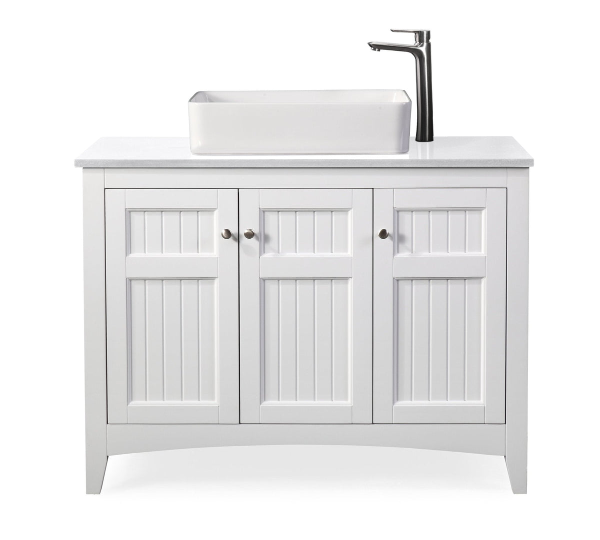 42 Inch White Triadsville Farmhouse Style Vessel Sink Bathroom Vanity - Chans Furniture