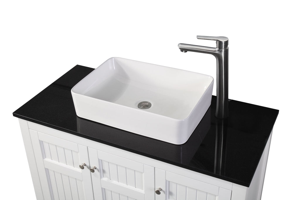 42 Inch White Triadsville Farmhouse Style Vessel Sink Bathroom Vanity - Chans Furniture