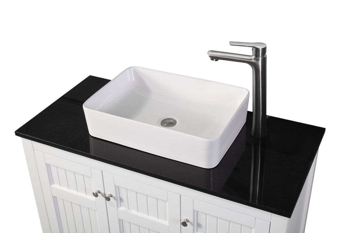 42 Inch White Triadsville Farmhouse Style Vessel Sink Bathroom Vanity - Chans Furniture