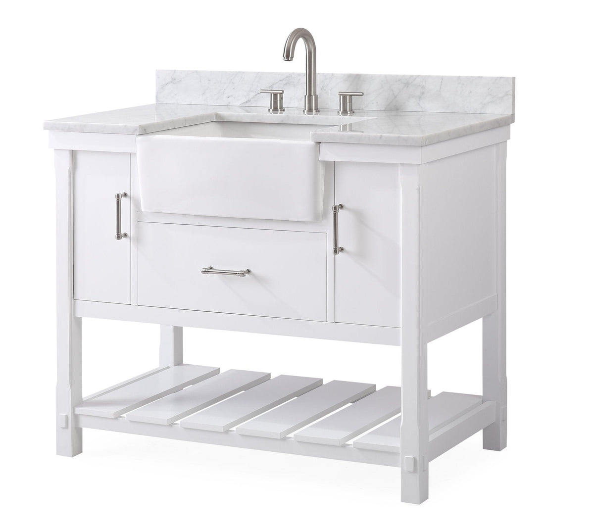 42-Inches Kendia Farmhouse Sink Bathroom Vanity - GD-7042-WT42-GT - Chans Furniture