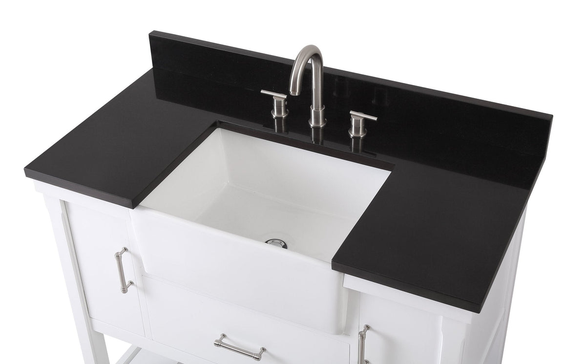 42-Inches Kendia Farmhouse Sink Bathroom Vanity - GD-7042-WT42-GT - Chans Furniture